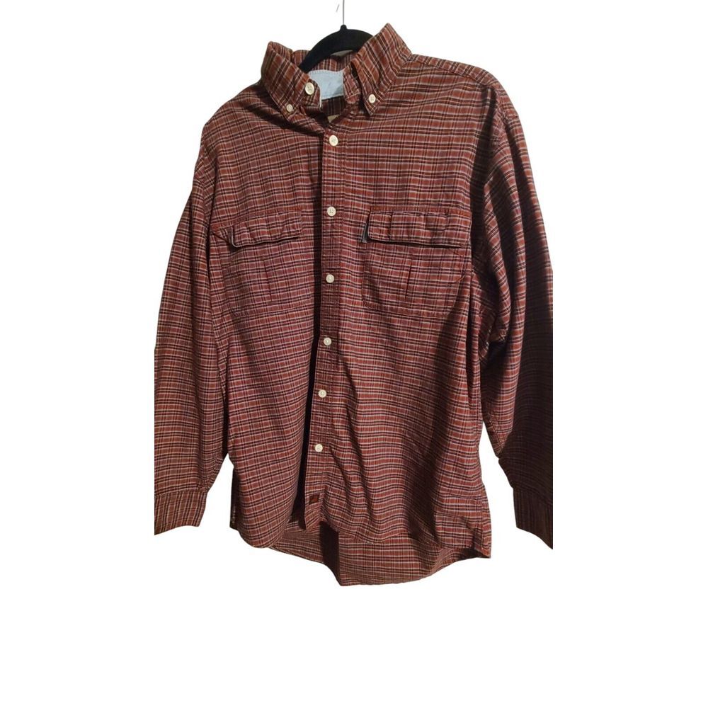 Vintage Woolrich Shirt Mens Large Red Black Flannel USA 90s - Picture 1 of 5